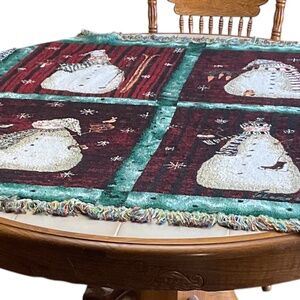 Christmas Throw, Snowmen, Vintage